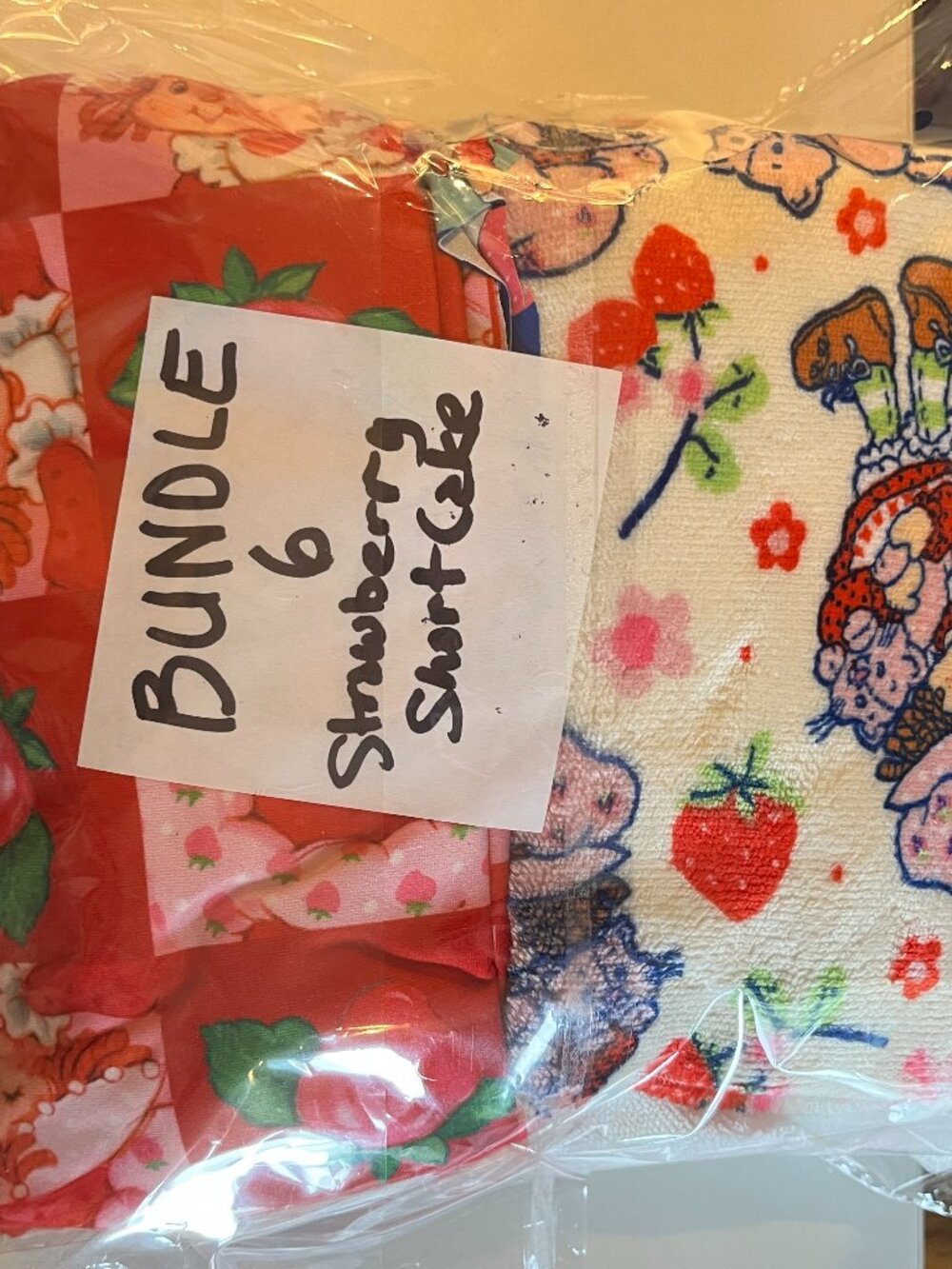 20 pc set Strawberry Shortcake Fabric Scraps upcycled bundle 6